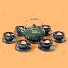 Bộ Ấm Chén Giang Tây Men Hỏa Biến Múi Ngọc Thỏ