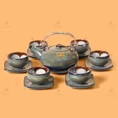 Bộ Ấm Chén Giang Tây Men Hỏa Biến Rêu Lòng Hoa